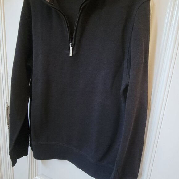 Van Heusen Mens 1/4 Zip Black Cotton Blend Sweater - Picture 2 of 10